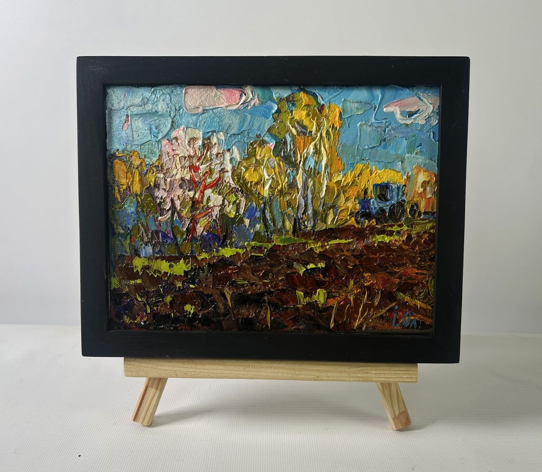 Oil painting Early spring over the village silence Oleksiy Ivanyuk: No.AAA5349The Oil painting on Canvas titled "Early spring over the village silence" captures the quiet magic of a transitional moment in nature, where the last whispers of winter begin to yield to the