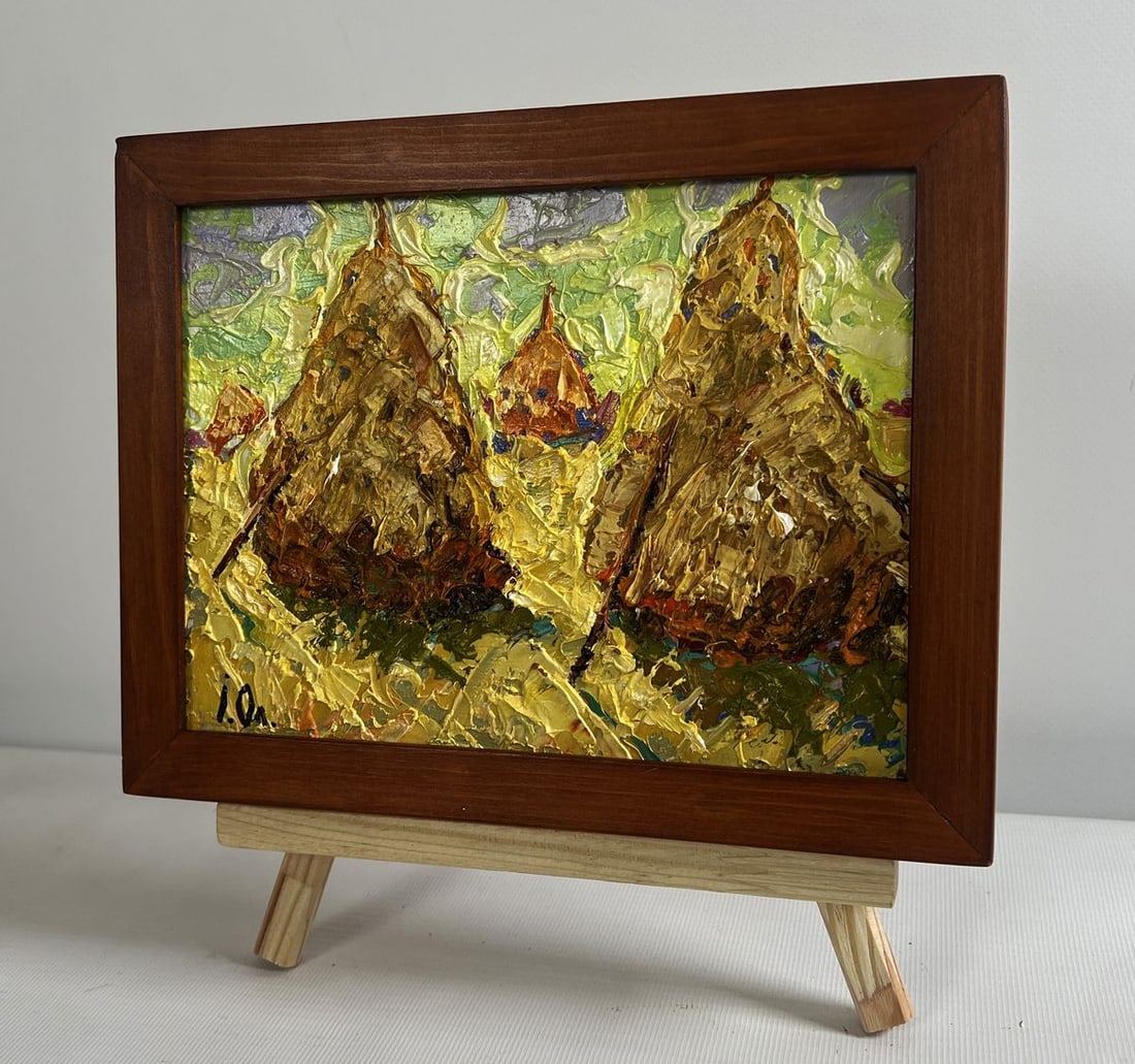Oil painting Fresh haystacks in the field Alex Kalenyuk - 2