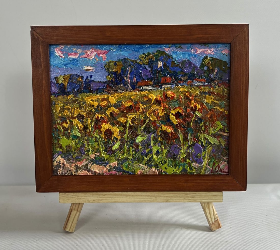 Oil painting Sunflower field in the village Oksana Kalenyuk (1 of 8)