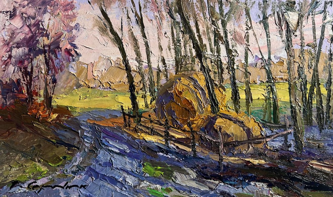 Oil painting March days in the field Boris Serdyuk - 3
