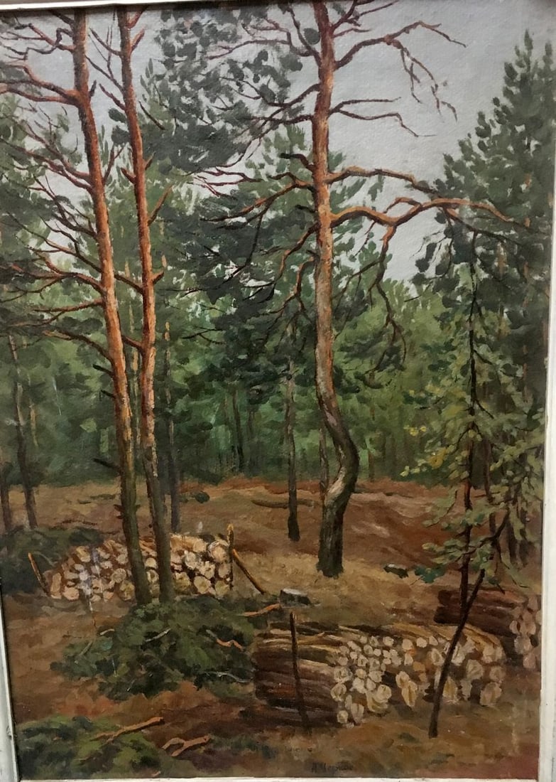 Oil painting Sawmill Alexander Georgievich Cherkass: No.590 *** ABOUT THIS PAINTING *** * TITLE: "Sawmill" * ARTISTS: Alexander Georgievich Cherkass * SIZE: 72x53 cm/28.34x20.86 inches' * MEDIUM: oil, canvas * HAND PAINTED: Original painting from our
