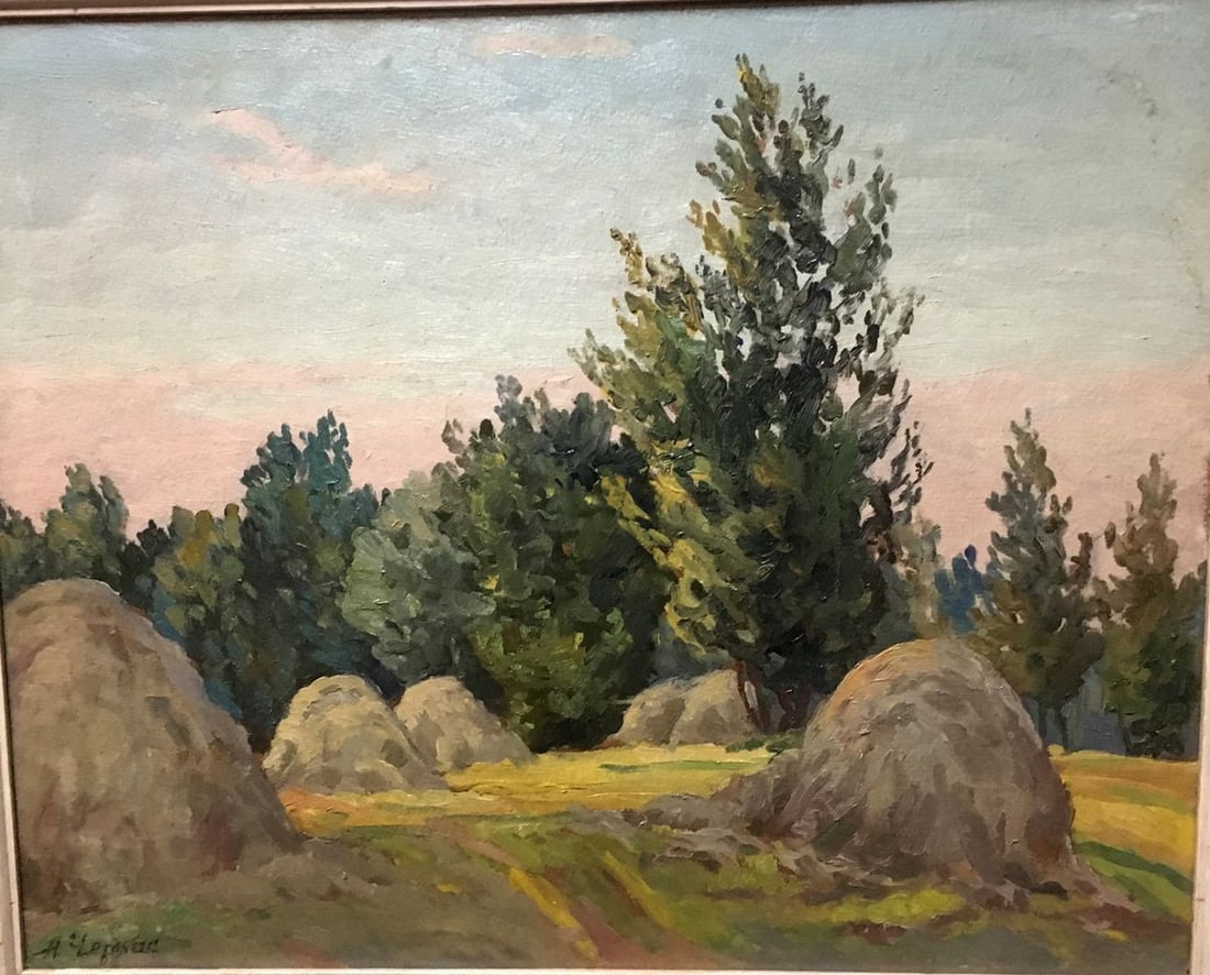 Oil painting Evening in the meadow Alexander Georgievich Cherkass: No.591 *** ABOUT THIS PAINTING *** * TITLE: "Evening in the meadow" * ARTISTS: Alexander Georgievich Cherkass * SIZE: 53x65 cm/20.86x25.59 inches' * MEDIUM: oil, canvas * HAND PAINTED: Original painti