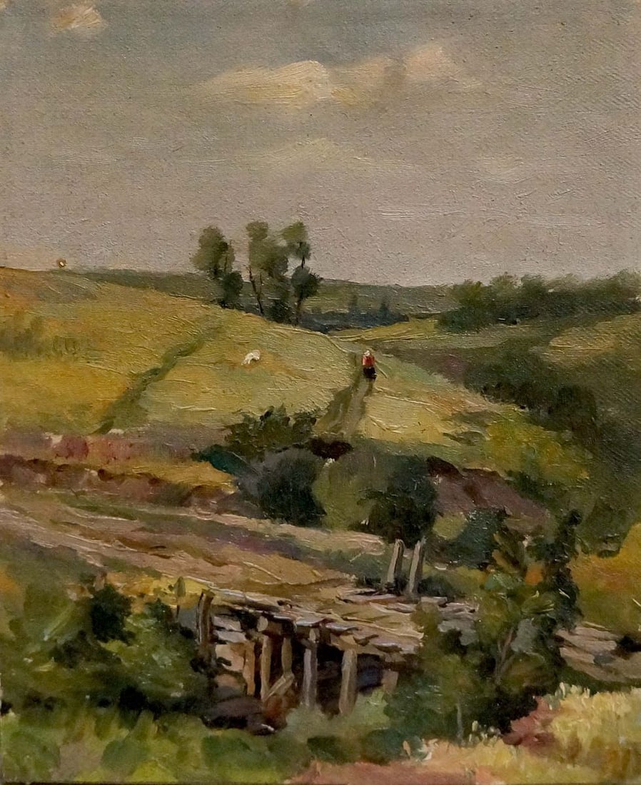 Oil painting Landscape Mynka Alexander Fedorovich: No.Vern 498 *** ABOUT THIS PAINTING *** * TITLE: "Landscape" * ARTISTS: Mynka Alexander Fedorovich * SIZE: 17x22 cm/6.69x8.66 inches' * MEDIUM: oil, canvas * HAND PAINTED: Original painting from our c