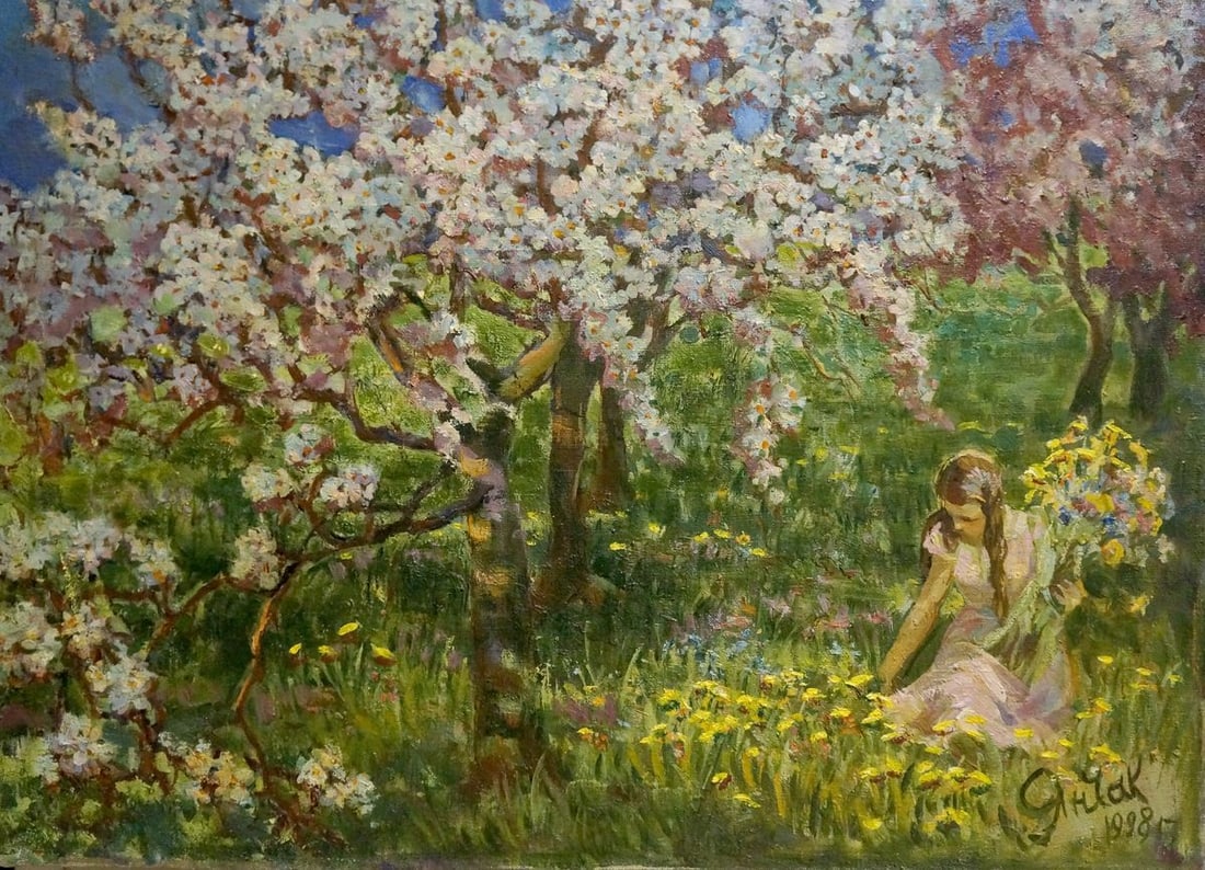 Oil painting Tree blooms Yanchak Elena Vaclavovna: No.Vern 714 *** ABOUT THIS PAINTING *** * TITLE: "Tree blooms" * ARTISTS: Yanchak Elena Vaclavovna * SIZE: 60x80 cm/23.62x31.49 inches' * MEDIUM: oil, canvas * HAND PAINTED: Original painting from our