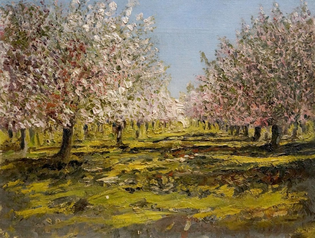Oil painting Trees are blooming Nevkritiy Denis Nikiforovich: No.Vern 766 *** ABOUT THIS PAINTING *** * TITLE: "Trees are blooming" * ARTISTS: Nevkritiy Denis Nikiforovich * SIZE: 31x41 cm/12.20x16.14 inches' * MEDIUM: oil, canvas * HAND PAINTED: Original painti
