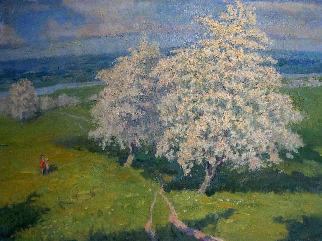 Oil painting Trees are blooming: No.Vern 931 *** ABOUT THIS PAINTING *** * TITLE: "Trees are blooming" * ARTISTS: Unknown artist * SIZE: 60x80 cm/23.62x31.49 inches' * MEDIUM: oil, canvas * HAND PAINTED: Original painting from our co
