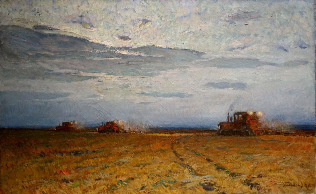 Oil painting Wheat field Polonsky Evgeny Pavlovich: No.Vern 1068 *** ABOUT THIS PAINTING *** * TITLE: "Wheat field" * ARTISTS: Polonsky Evgeny Pavlovich * SIZE: 72x116 cm/28.34x45.66 inches' * MEDIUM: oil, canvas * HAND PAINTED: Original painting from 
