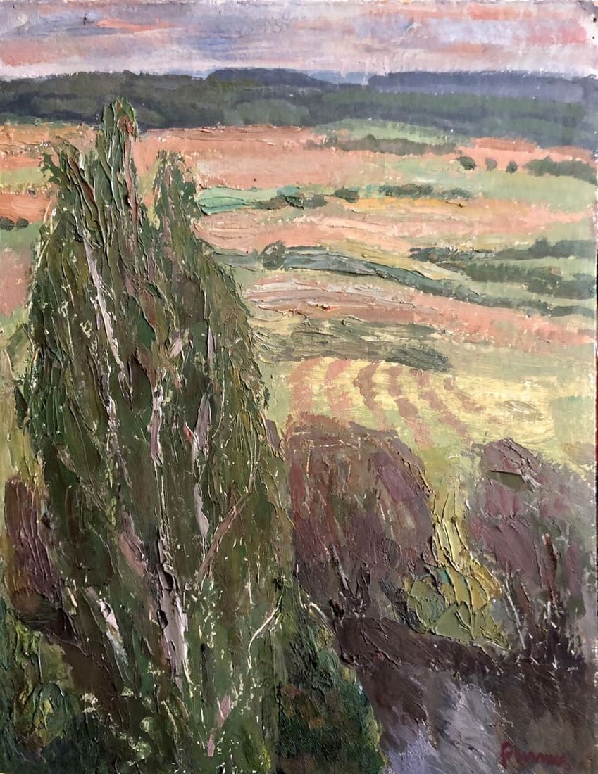 Oil painting Meadows Ryzhykh Viktor: No.GS 121 *** ABOUT THIS PAINTING *** * TITLE: "Meadows" * ARTISTS: Ryzhykh Viktor * SIZE: 50x40cm/19,68x15,74 inches' * MEDIUM: oil, cardboard * HAND PAINTED: Original painting from our collection * 