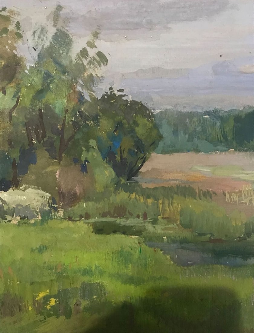 Tempera painting Spring landscape Wihyrovskii Victor - 5