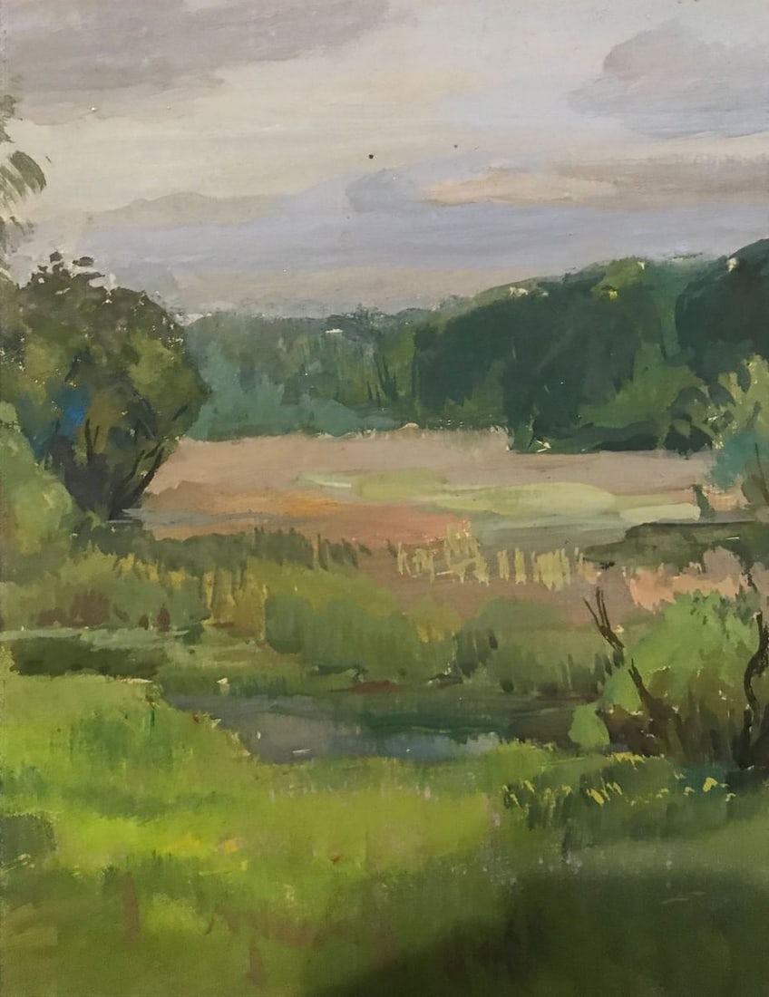 Tempera painting Spring landscape Wihyrovskii Victor - 6