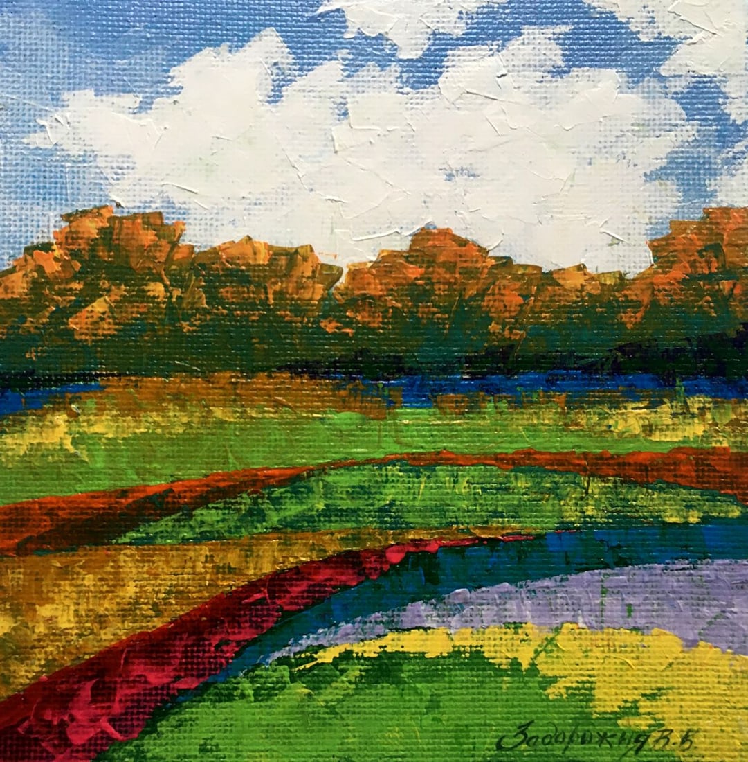 Oil painting Autumn morning Zadorozhnya V. V.: No.AAA2596 *** ABOUT THIS PAINTING *** * TITLE: "Autumn morning" * ARTISTS: Zadorozhnya V. V. * SIZE: 20x20 cm/7.87x7.87 inches' * MEDIUM: oil, cardboard * HAND PAINTED: Original painting from our