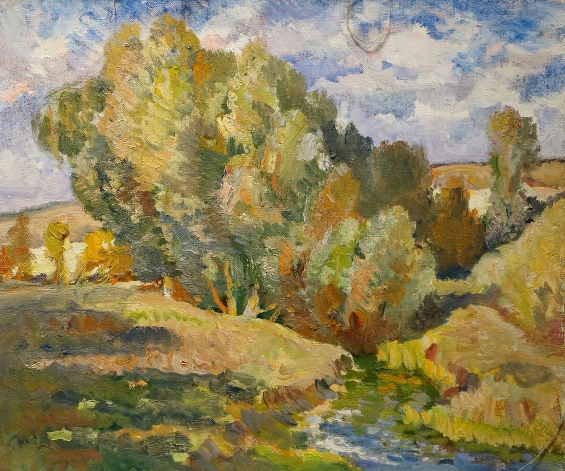 Oil painting After the rain Minka Alexander Fedorovich: No.Verns 1010 *** ABOUT THIS PAINTING *** * TITLE: "After the rain" * ARTISTS: Mynka (Minka) Alexander Fedorovich * SIZE: 61x71 cm/24.01x27.95 inches' * MEDIUM: oil, canvas * HAND PAINTED: Original pa