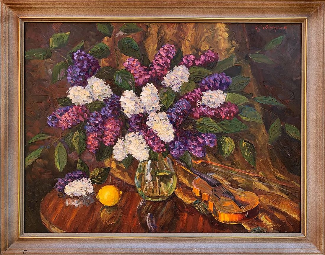 Oil painting Lilac sonnet Sergey Pivtorak: No.1729*** ABOUT THIS PAINTING **** TITLE: "Lilac sonnet"* ARTISTS: Sergey Pivtorak* SIZE: 70x90 cm/27.55x35.43 inches' * MEDIUM: oil, canvas* HAND PAINTED: Original painting from our collection*