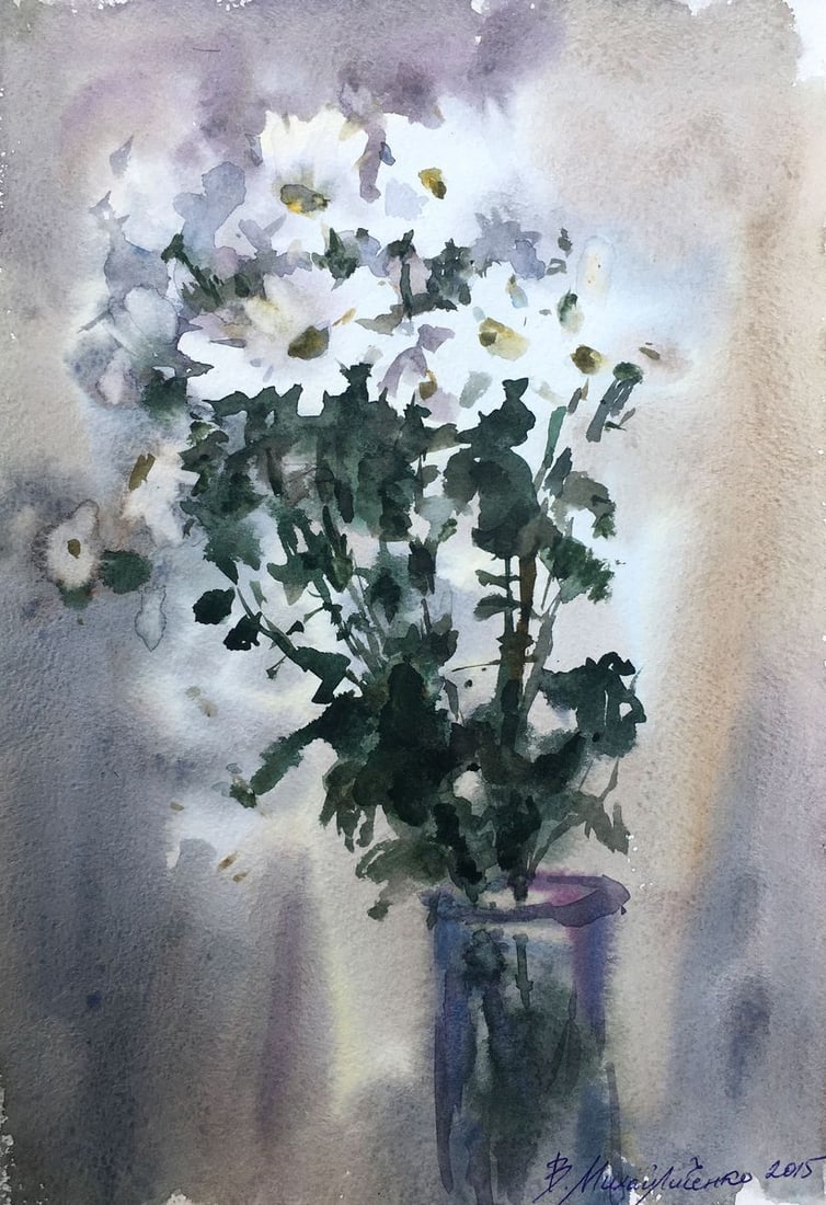 Watercolor painting Bouquet of flowers Viktor Mikhailichenko: No.1371 *** ABOUT THIS PAINTING *** * TITLE: "Bouquet of flowers" * ARTISTS: Viktor Mikhailichenko * SIZE: 30.5?21.5 cm/12.00?8.46 inches' * MEDIUM: watercolor, paper * HAND PAINTED: Original painting