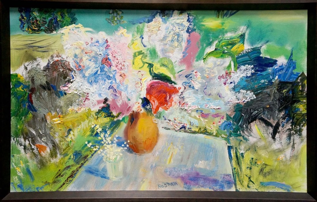 Abstract oil painting Still life Natalia Naida Kapulovska: No.Verns 853 *** ABOUT THIS PAINTING *** * TITLE: "Still life" * ARTISTS: Natalia Naida Kapulovska * SIZE: 50x80 cm/19.68x31.49 inches' * MEDIUM: oil, canvas * HAND PAINTED: Original painting from