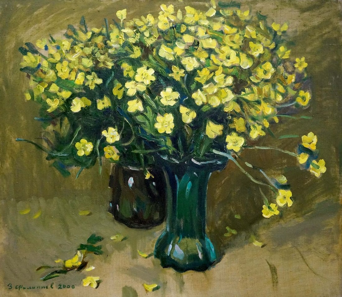 Oil painting Flowers Filippov Z. I.: No.Verns 904 *** ABOUT THIS PAINTING *** * TITLE: "Flowers" * ARTISTS: Filippov Z. I. * SIZE: 70x80 cm/27.55x31.49 inches' * MEDIUM: oil, canvas * HAND PAINTED: Original painting from our collection *