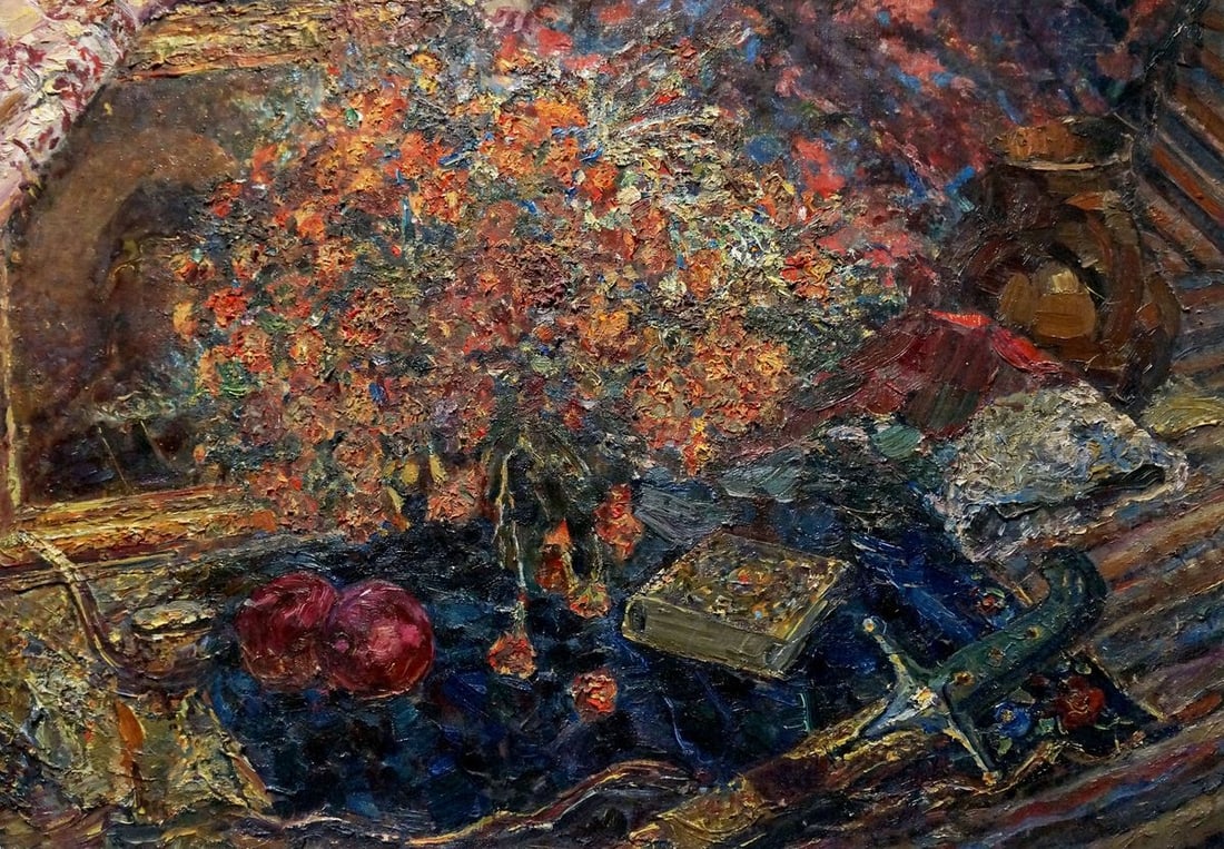 Oil painting Still life Tytarenko Odarka Anatoliivna: No.Verns 1280 *** ABOUT THIS PAINTING *** * TITLE: "Still life" * ARTISTS: Tytarenko Odarka Anatoliivna * SIZE: 80x66 cm/31.49x25.98 inches' * MEDIUM: oil, canvas * HAND PAINTED: Original painting fro