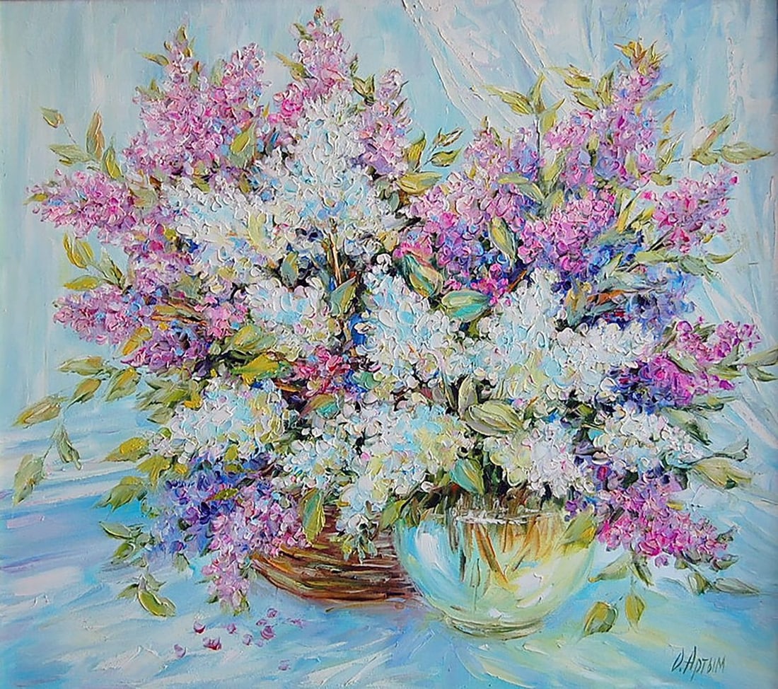 Oil painting Lilac at the window Kotmin Olga: No.Kotmin 65*** ABOUT THIS PAINTING **** TITLE: "Lilac at the window"* ARTISTS: Kotmin Olga* SIZE: 60x70 cm/23.62x27.55 inches' * MEDIUM: oil, canvas* HAND PAINTED: Original painting from our collecti