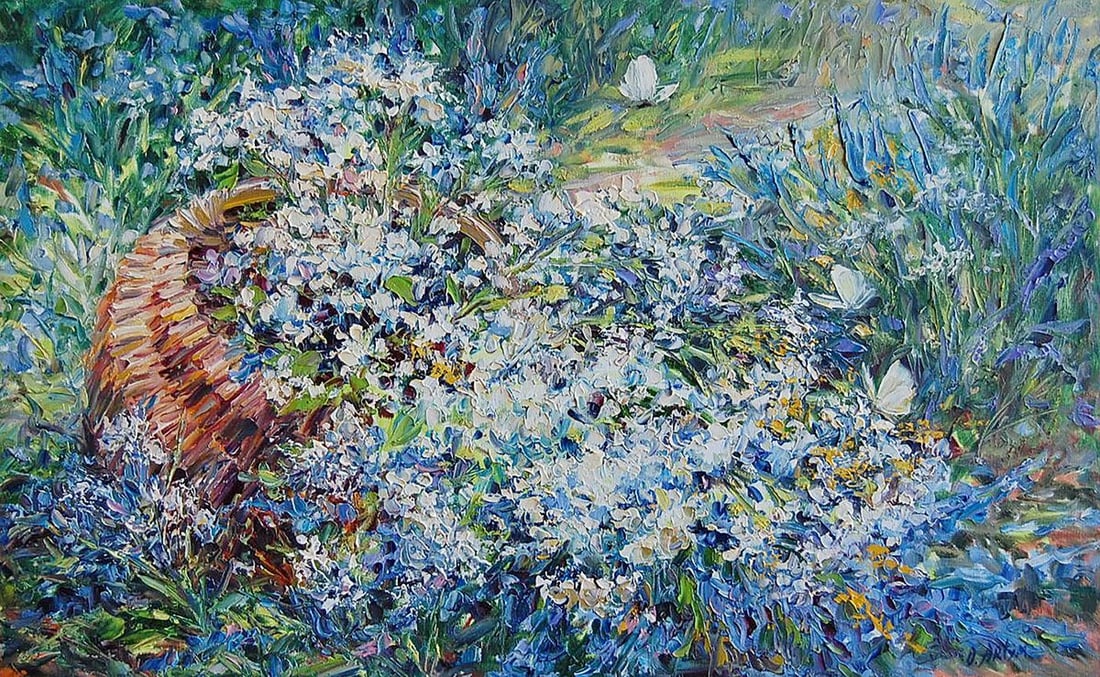 Oil painting Basket of flowers Kotmin Olga: No.Kotmin 75*** ABOUT THIS PAINTING **** TITLE: "Basket of flowers"* ARTISTS: Kotmin Olga* SIZE: 50x80 cm/19.68x31.49 inches' * MEDIUM: oil, canvas* HAND PAINTED: Original painting from our