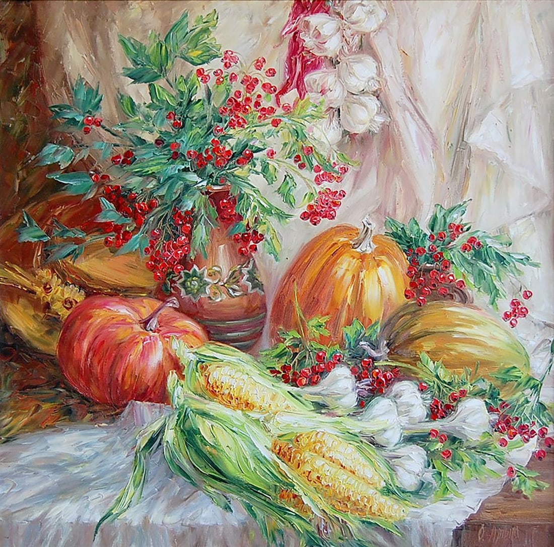 Oil painting From the grandfather's garden Kotmin Olga: No.Kotmin 106*** ABOUT THIS PAINTING **** TITLE: "From the grandfather's garden"* ARTISTS: Kotmin Olga* SIZE: 80x80 cm/31.49x31.49 inches' * MEDIUM: oil, canvas* HAND PAINTED: Original painting from