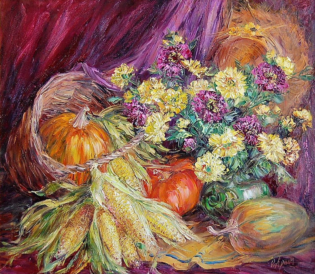 Oil painting Purple September Kotmin Olga: No.Kotmin 107*** ABOUT THIS PAINTING **** TITLE: "Purple September"* ARTISTS: Kotmin Olga* SIZE: 70x80 cm/27.55x31.49 inches' * MEDIUM: oil, canvas* HAND PAINTED: Original painting from our