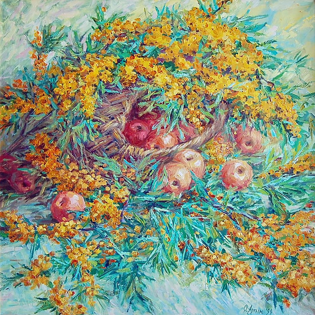 Oil painting Buckthorn Kotmin Olga: No.Kotmin 110*** ABOUT THIS PAINTING **** TITLE: "Buckthorn"* ARTISTS: Kotmin Olga* SIZE: 80x80 cm/31.49x31.49 inches' * MEDIUM: oil, canvas* HAND PAINTED: Original painting from our collection*