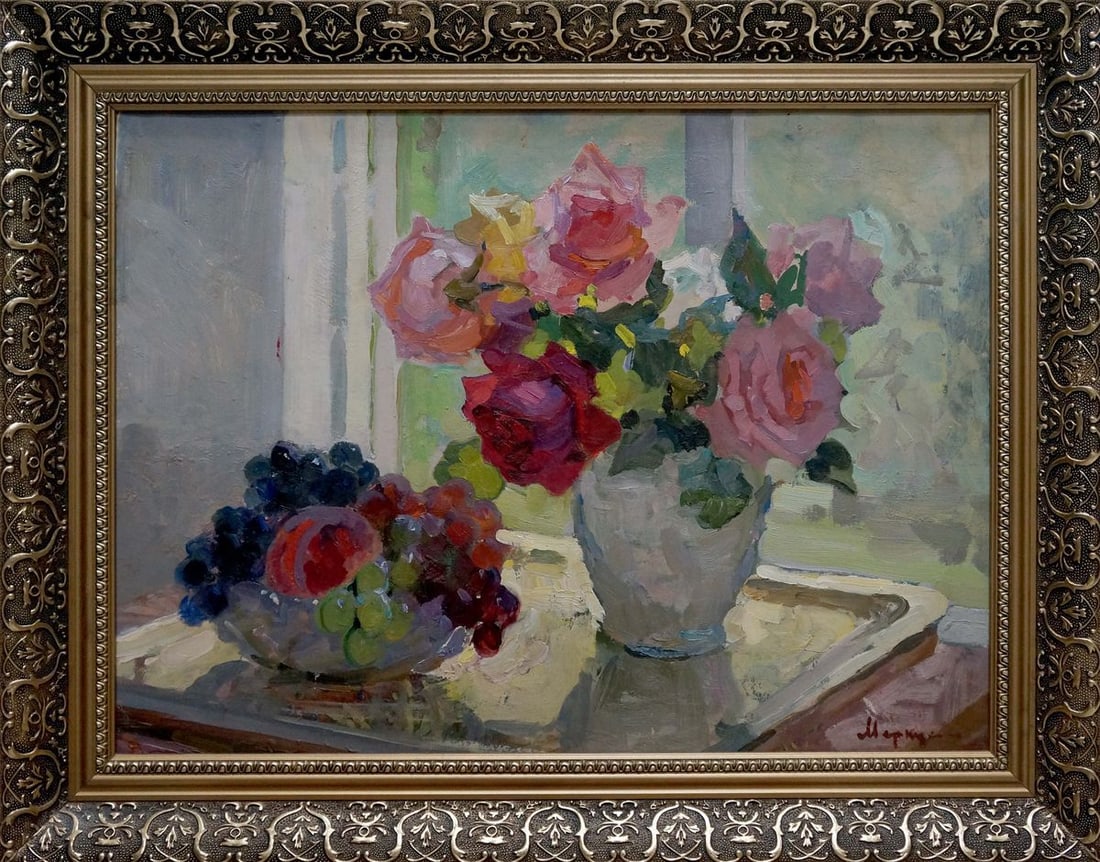 Oil painting Grape flowers Merkuryev Alexey Efimovich: No.Vern 1544 *** ABOUT THIS PAINTING *** * TITLE: "Grape flowers" * ARTISTS: Merkuryev Alexey Efimovich * SIZE: 38x51 cm/14.96x20.07 inches', frame SIZE: 48x61 cm/18.89x24.01 inches' * MEDIUM: oil, ca
