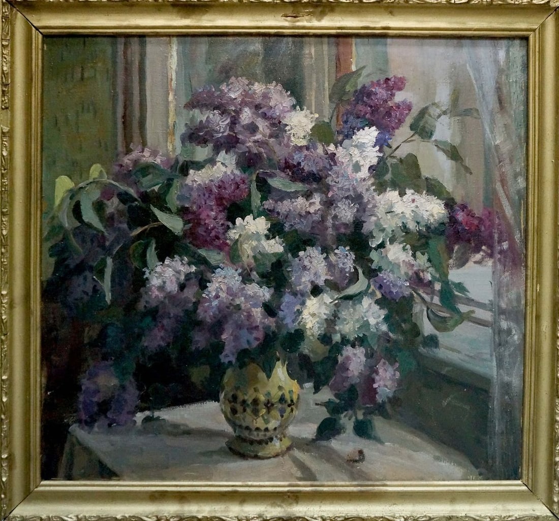 Oil painting Lilac Alexander Khorov: No.Vern 1625 *** ABOUT THIS PAINTING *** * TITLE: "Lilac" * ARTISTS: Alexander Khorov * SIZE: 70x75 cm/27.55x29.52 inches', frame SIZE: 80x85 cm/31.49x33.46 inches' * MEDIUM: oil, canvas * HAND PAINTE