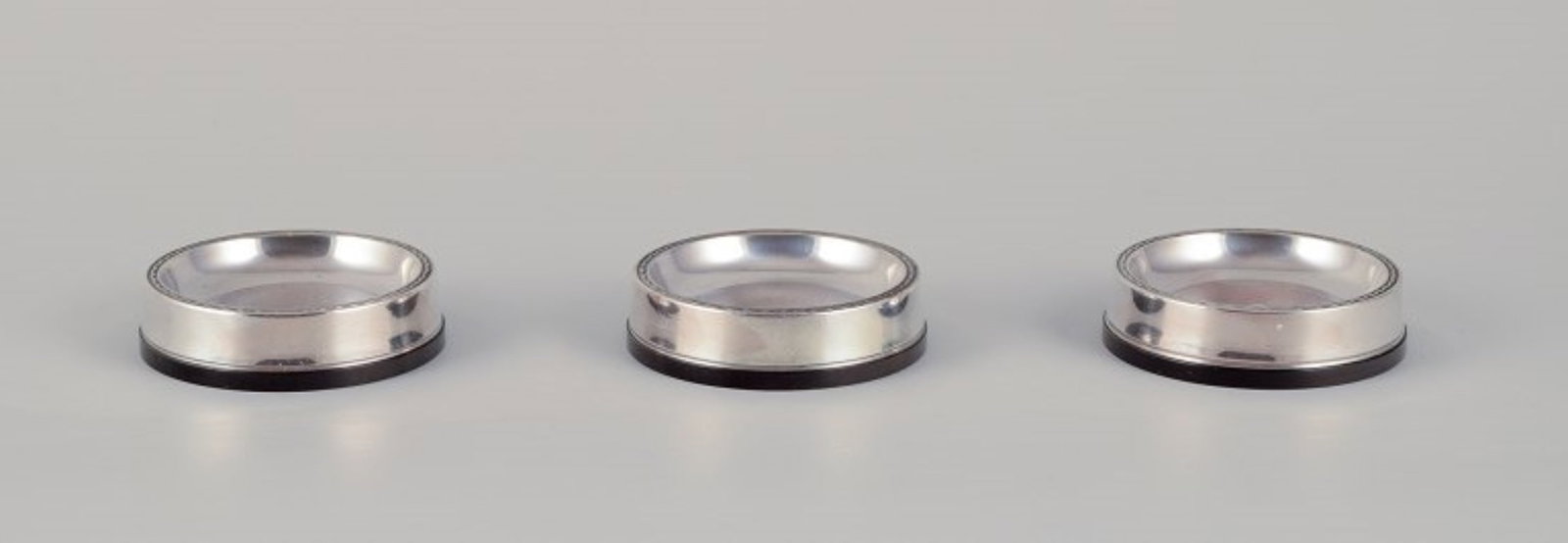 GAB, Sweden. Three salt cellars in 830 silver and bakelite. 1960s (1 of 6)