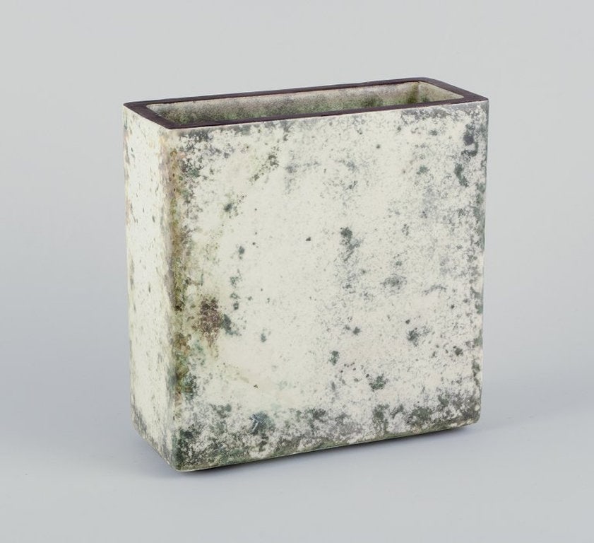 Hans Hedberg for Biot, France. Rectangular ceramic vase. 1970s/80s. - 2