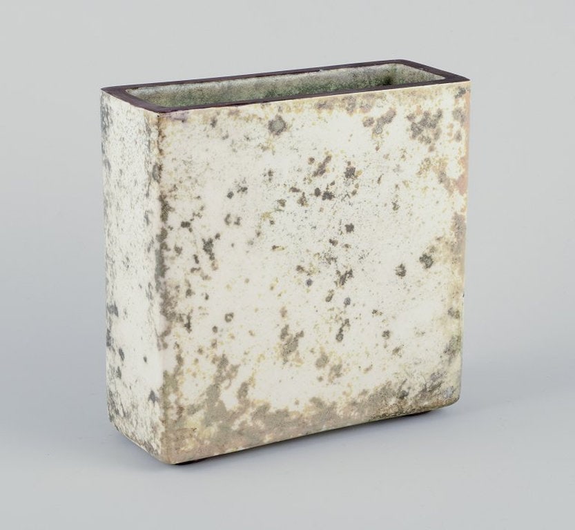 Hans Hedberg for Biot, France. Rectangular ceramic vase. 1970s/80s. - 4