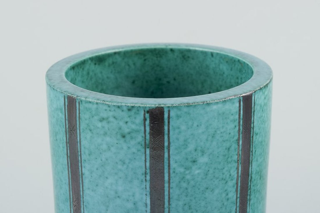 Wilhelm Kage for Gustavsberg, Sweden. 'Argenta' ceramic vase. Circa 1940s. - 4