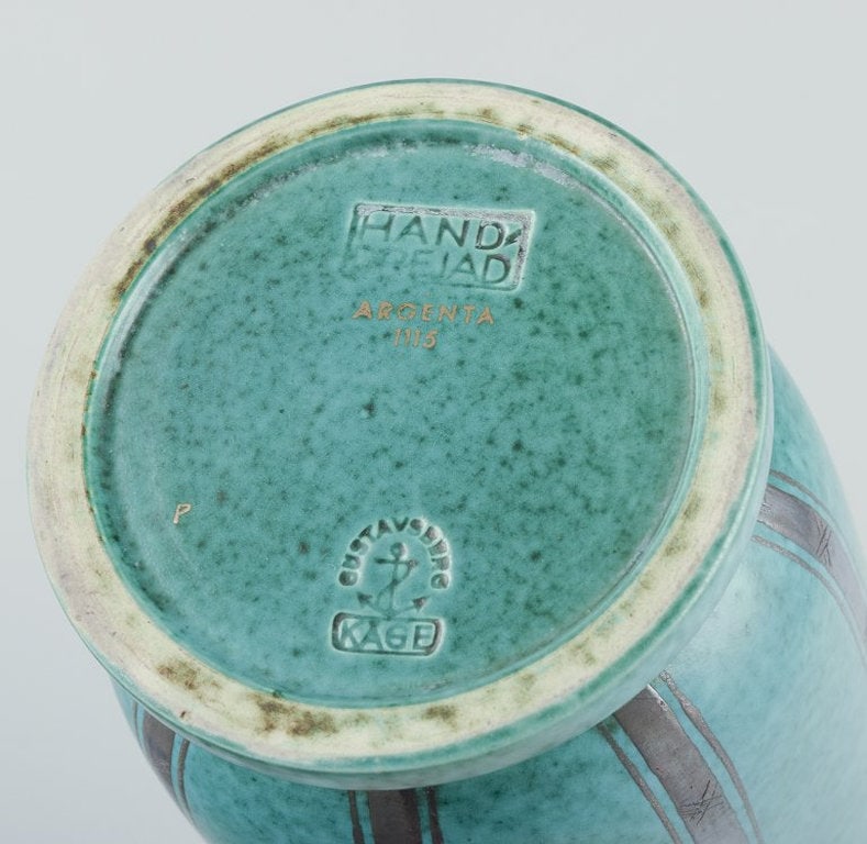 Wilhelm Kage for Gustavsberg, Sweden. 'Argenta' ceramic vase. Circa 1940s. - 6