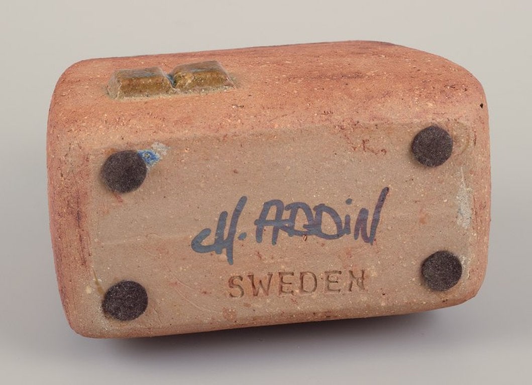 Curt Magnus Addin, Swedish ceramist. Own studio. Unique ceramic vase in a modernist style. Chamotte - 8