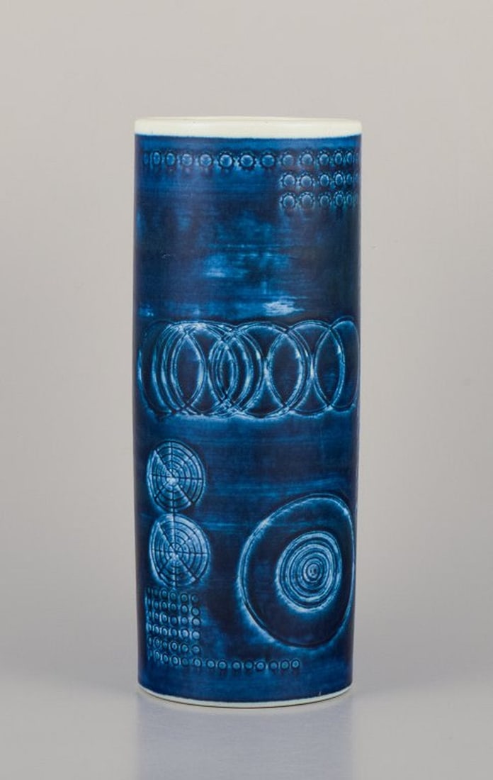Olle Alberius for Rorstrand, Sweden. Large 'Sarek' ceramic vase in a modernist design with circles. - 2