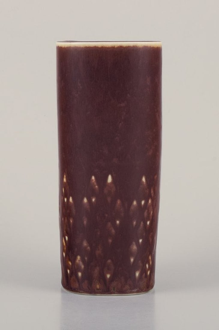 Carl Harry Stalhane for Rorstrand, Sweden. Ceramic vase in brown tones. Mid-20th century. - 8