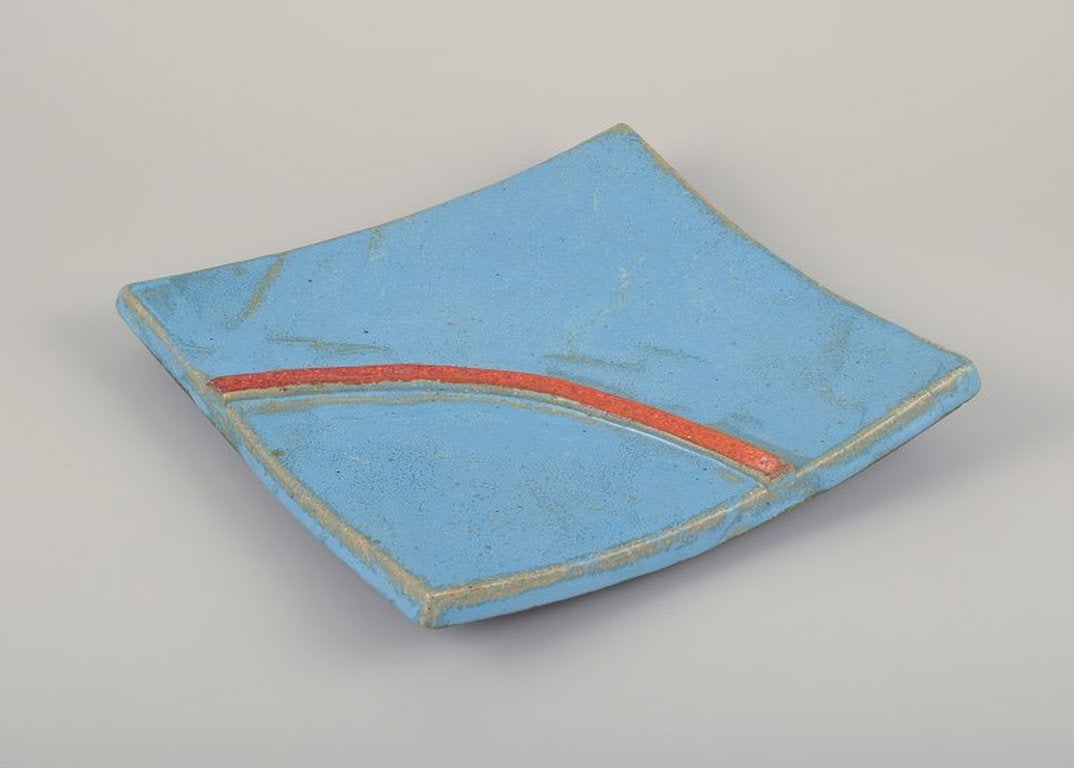 Curt Magnus Addin, Swedish ceramic artist. Unique square ceramic tray in a modernist style. Made of (1 of 8)