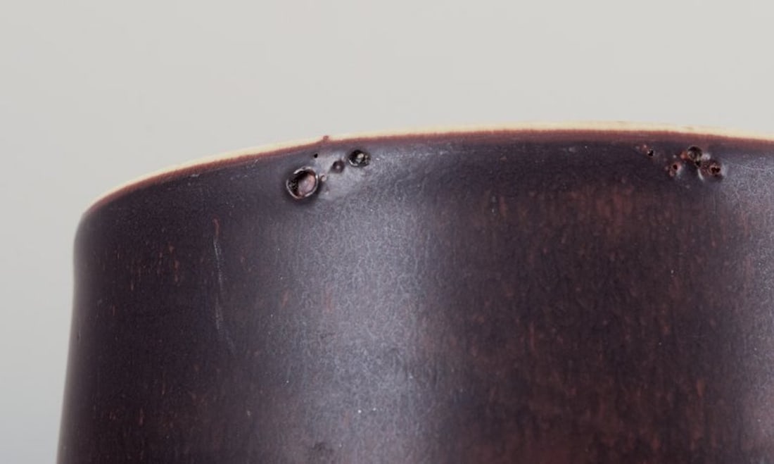 Hertha Bengtsson for Rorstrand, Sweden. Ceramic vase with glaze in shades of brown. Geometric - 6