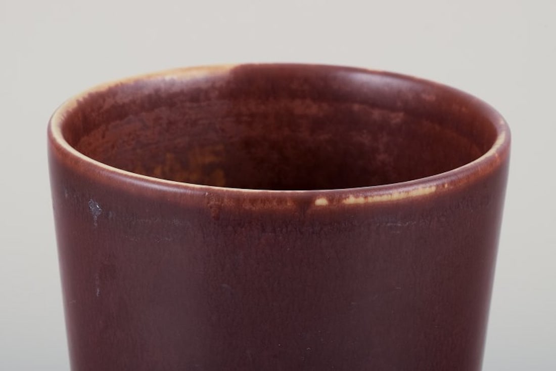 Hertha Bengtsson for Rorstrand, Sweden. Ceramic vase with glaze in shades of brown. Geometric - 7