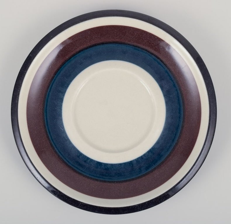 Anja Jaatinen-Winquist for Arabia, Finland. A set of six 'Kaira' stoneware coffee cups with saucers. - 5