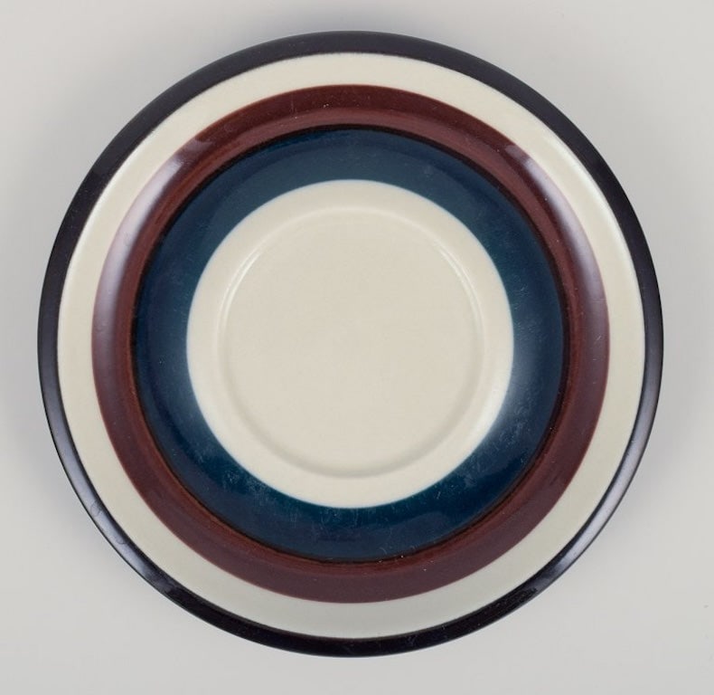 Anja Jaatinen-Winquist for Arabia, Finland. A set of five 'Kaira' stoneware teacups and saucers. - 6
