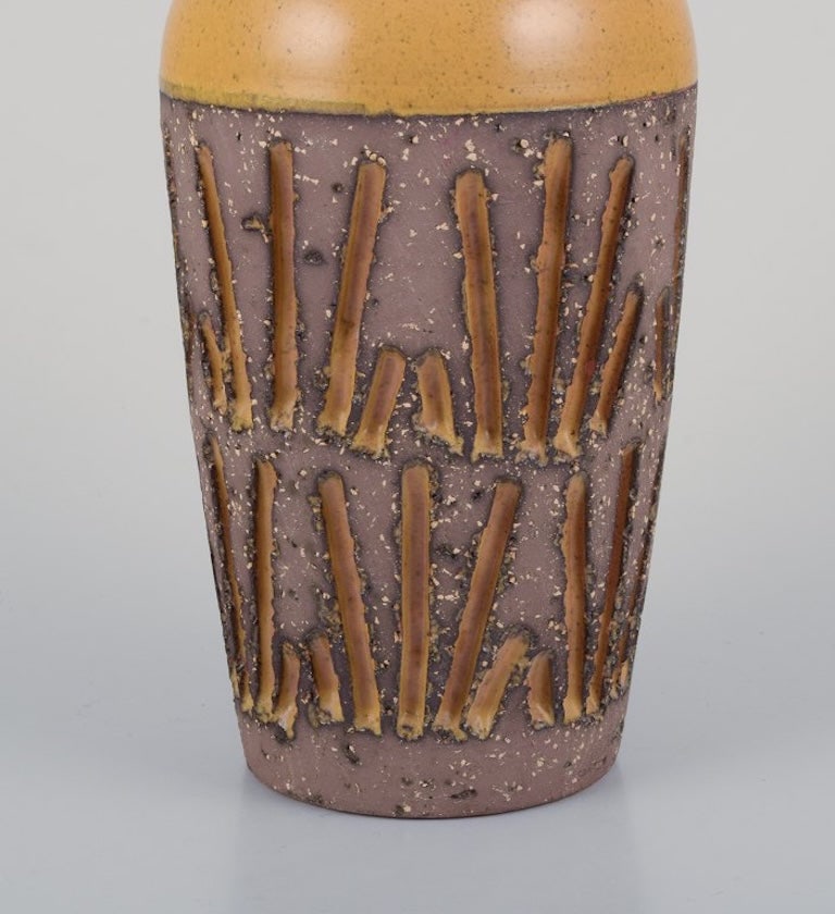 Mari Simmulson for Upsala Ekeby, Sweden. Ceramic vase in a modernist style with ochre yellow glaze. - 4