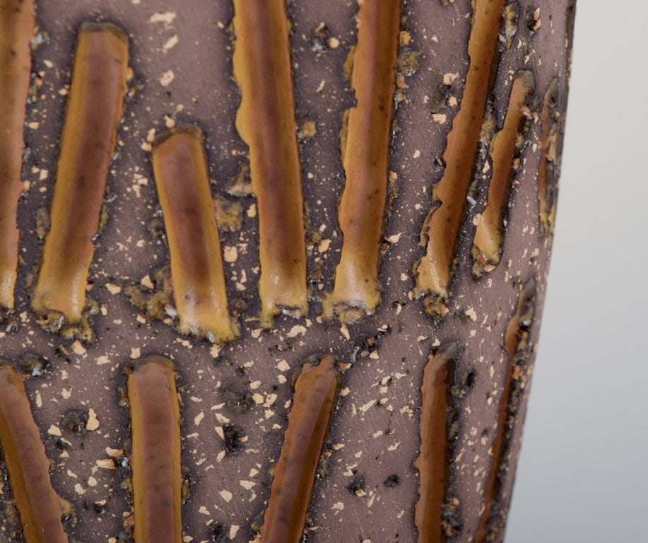 Mari Simmulson for Upsala Ekeby, Sweden. Ceramic vase in a modernist style with ochre yellow glaze. - 6