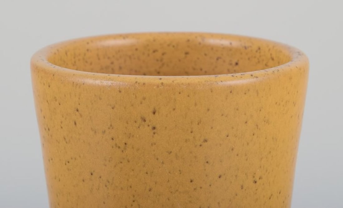 Mari Simmulson for Upsala Ekeby, Sweden. Ceramic vase in a modernist style with ochre yellow glaze. - 7