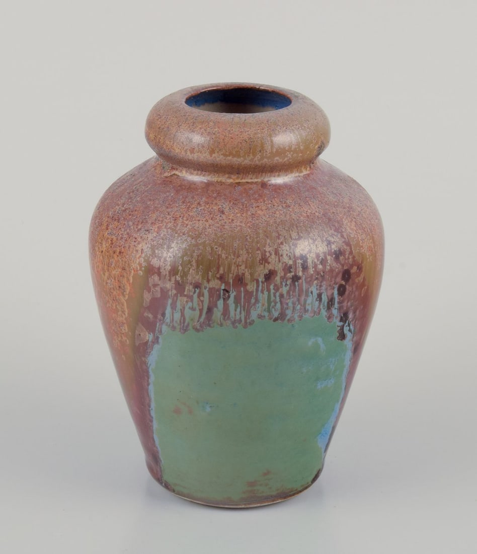 French ceramicist. Small ceramic vase with dripping glaze. 1960/70s. - 3