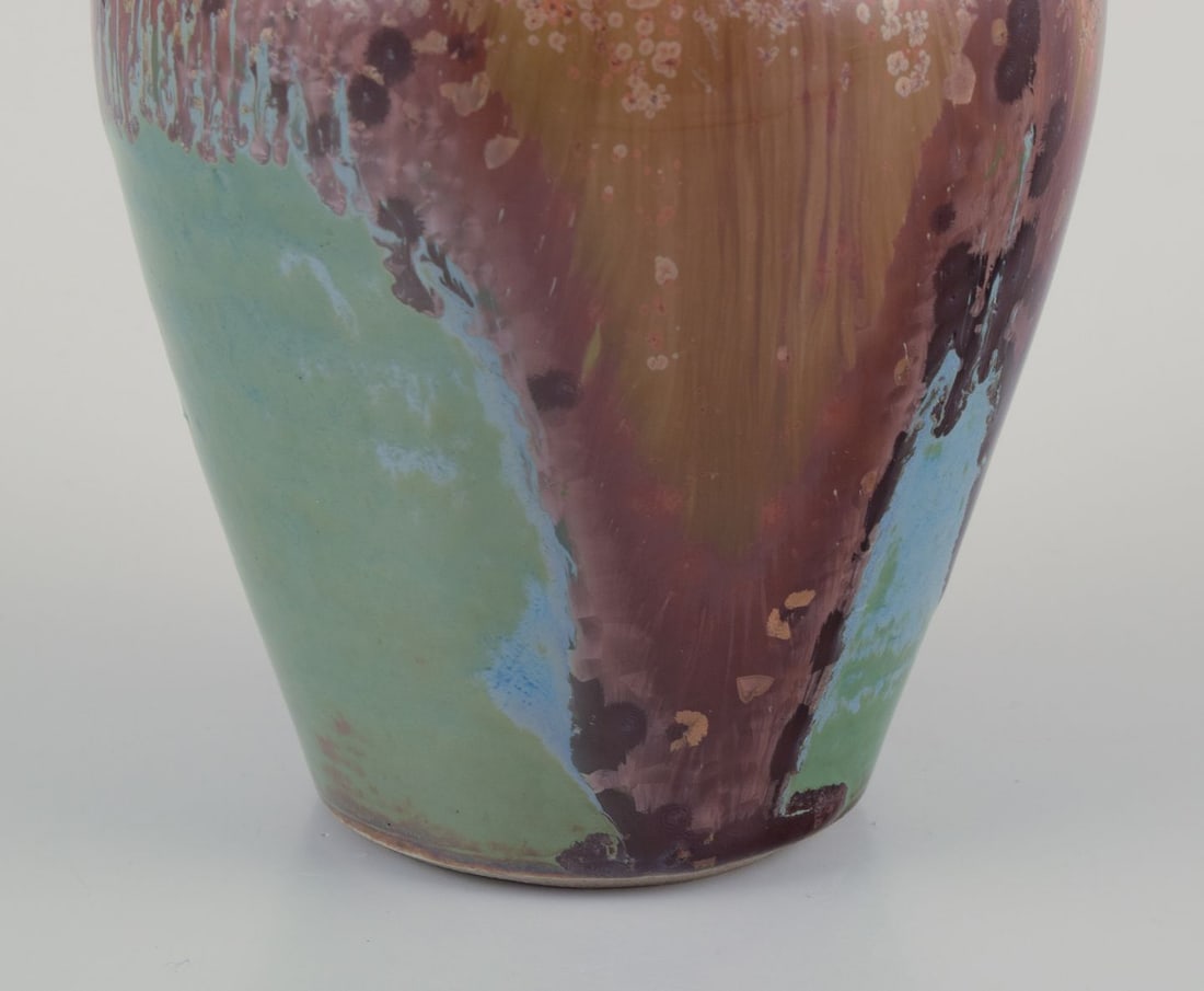 French ceramicist. Small ceramic vase with dripping glaze. 1960/70s. - 6