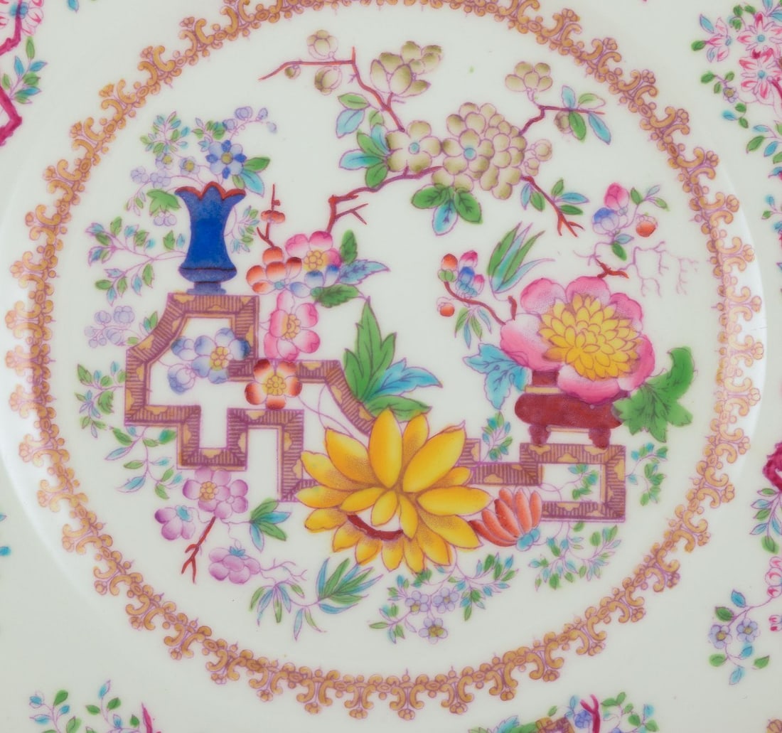 Mintons, England. Set of six lunch plates in faience. Chinese style. Late 19th C. - 4
