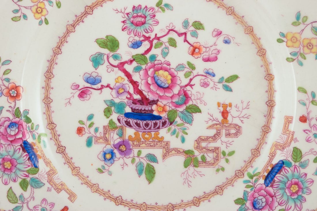 Ashworth, England. Set of six plates in faience. Chinese style. Late 19th C. - 4
