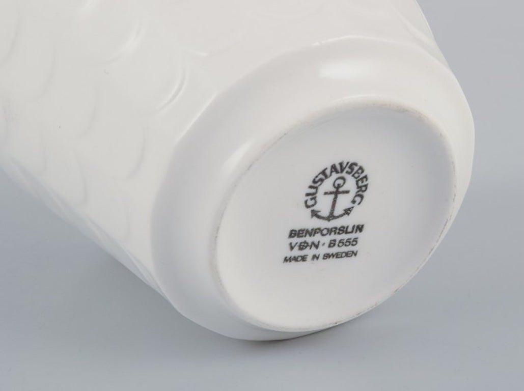 Wilhelm Kage for Gustavsberg, Sweden. Six white porcelain plant pots. Swedish design. 1960s. - 6
