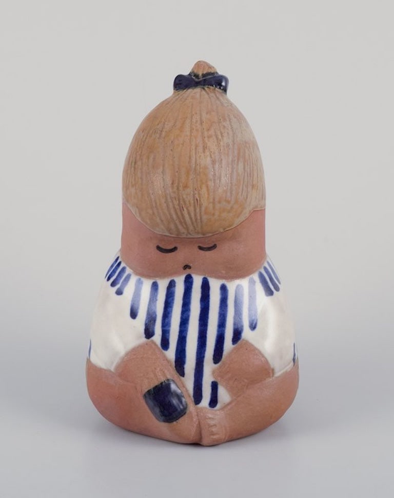 Lisa Larson for Gustavsberg, Sweden. Rare glazed ceramic figurine 'Johanna'. Late 20th century. - 2